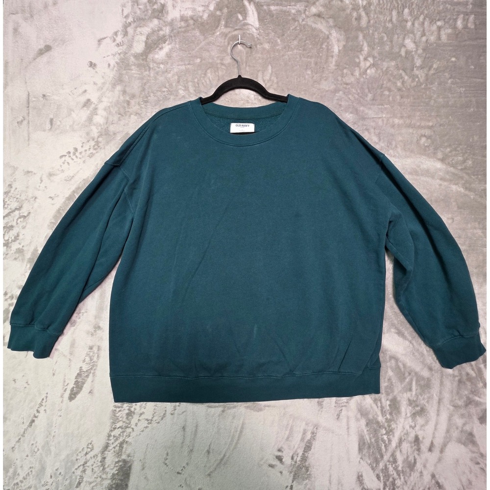 Old Navy SoComfy Tunic Length Sweatshirt Teal Green Oversized Fleece Pullover L